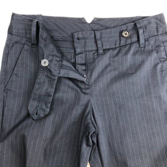 United Colors of Benetton Navy Pin Striped Flared Pants Quiet Luxury Old Money - Picture 7 of 13